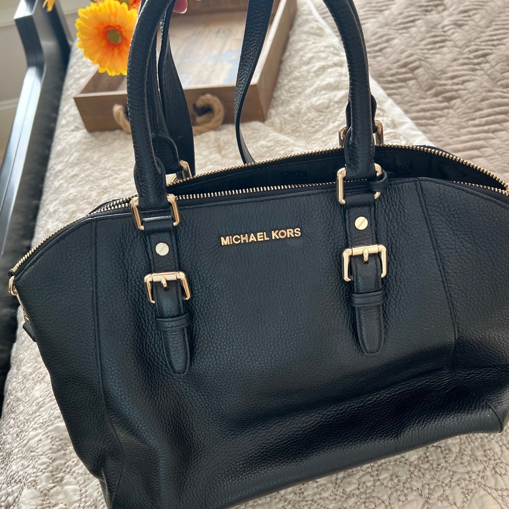 Black leather MK satchel